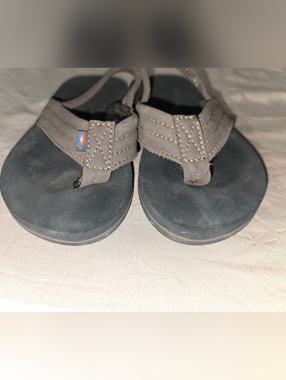 RAINBOW Brown Toddler Flip Flop with Elastic Heel Strap - Picture 2 of 4